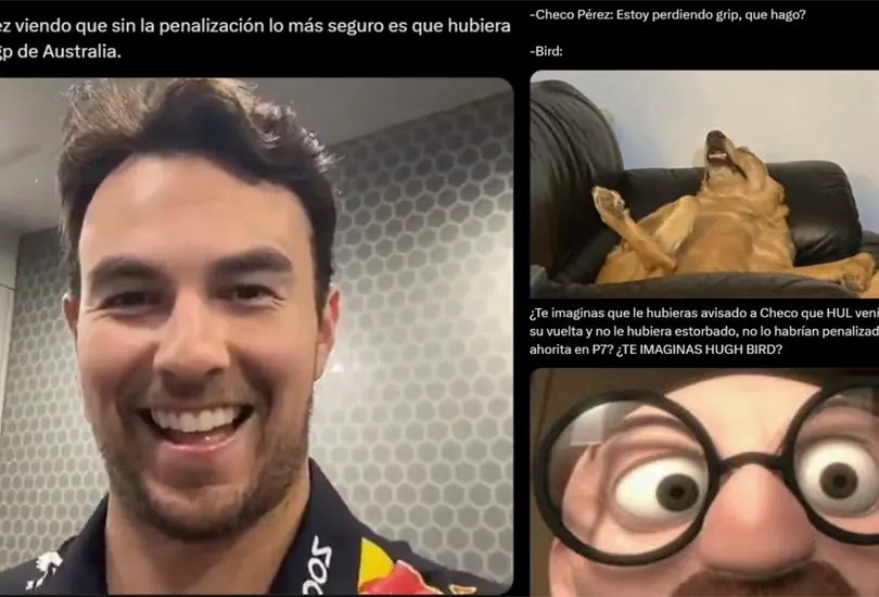 Checo P&eacute;rez fue v&iacute;ctima de los memes luego de no poder ganar el GP de Australia a pesar de que Max Verstappen abandon&oacute; la carrera.