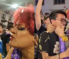 Pimpinela comparte su chicle "apasionadamente" con dos aficionados en plena función (VIDEO)