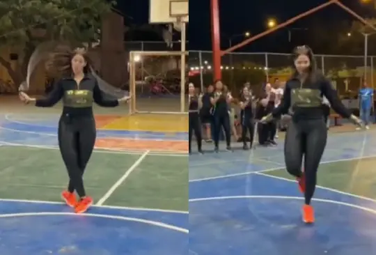 La chica demostró ser una experta en el deporte de baile con cuerda.