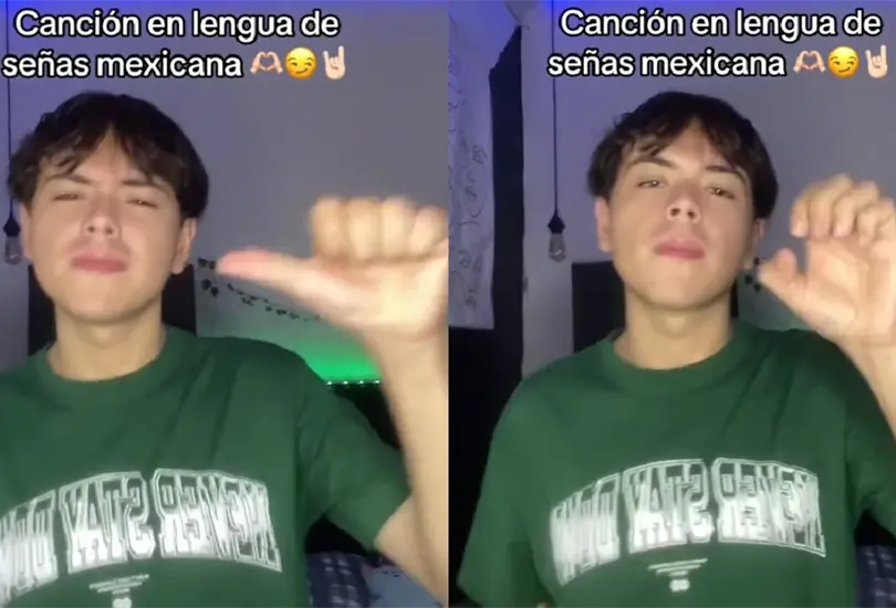 Este chico mostr&oacute; c&oacute;mo se ver&iacute;an algunas palabras desde la lengua de se&ntilde;as.