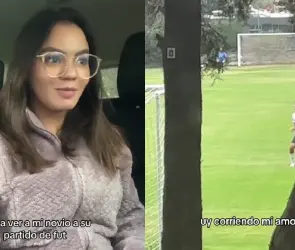 Novia se vuelve viral por apoyar a su pareja en partido de futbol en plena tormenta (VIDEO)