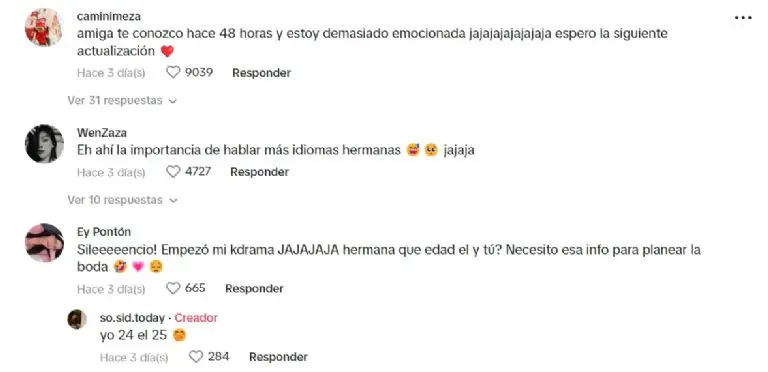 La gente está emocionada por el romance en desarrollo. Captura de pantalla