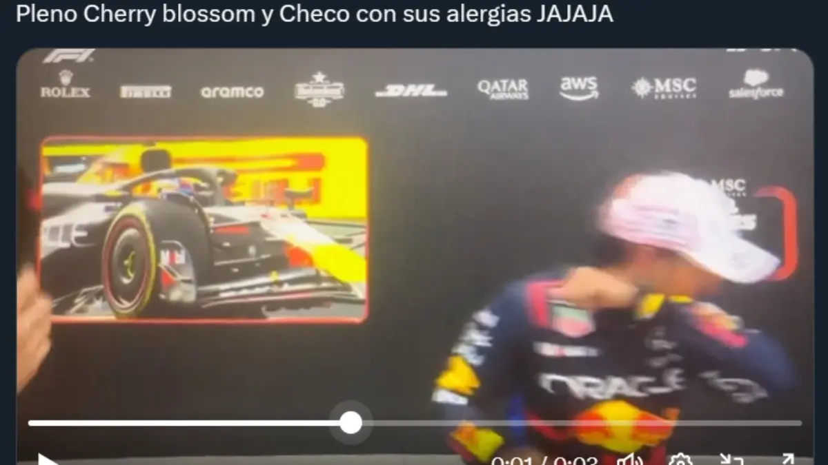 El estornudo de Checo P&eacute;rez tras conseguir el podio en GP de Jap&oacute;n caus&oacute; risa entre los aficionados con los tradicionales memes.