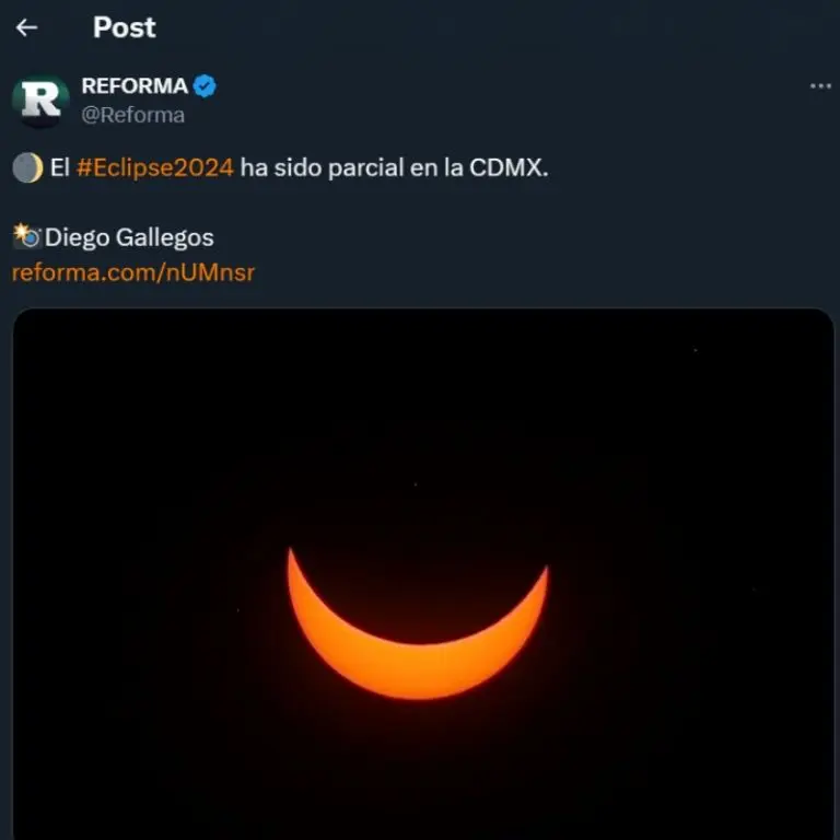 Así se vio el Eclipse Solar 2024 de manera parcial en la Ciudad de México - Captura