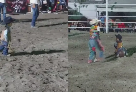 El pequeño sorprendió a todos con su valentía al entrar al rodeo.