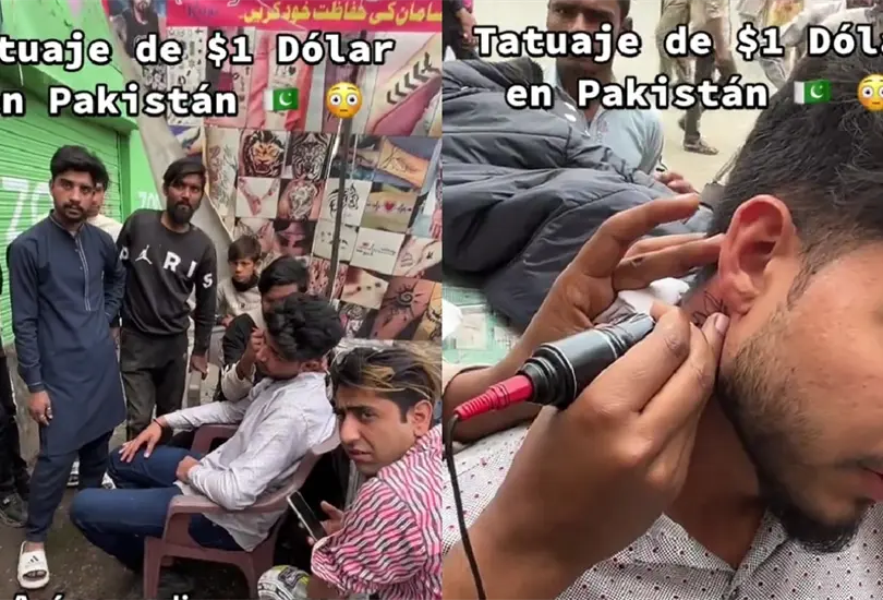 As&iacute; se ve un lugar de tatuajes en plena calle de Pakist&aacute;n.