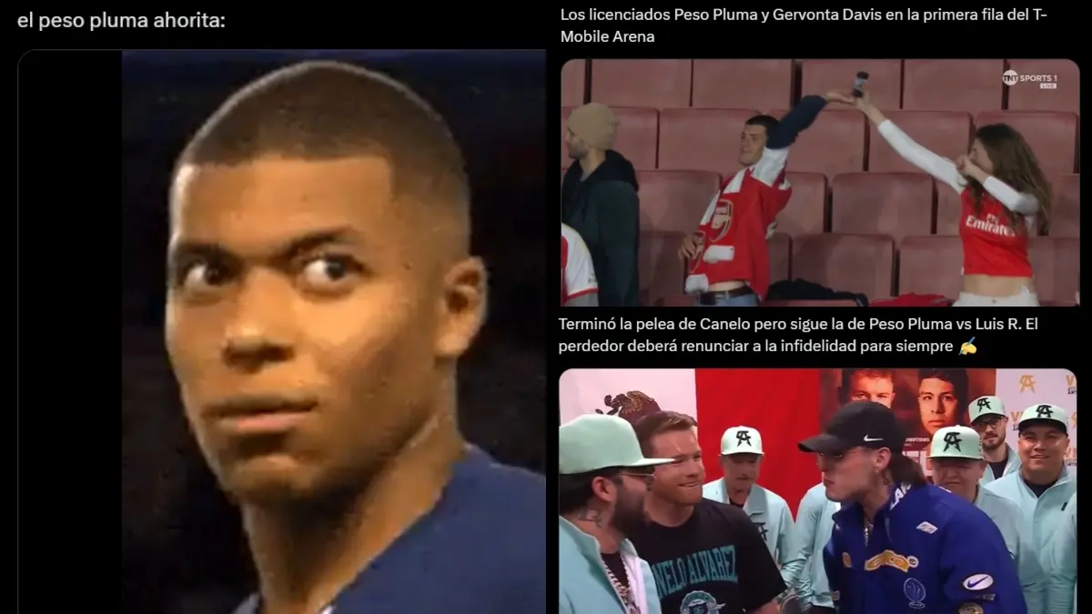 Peso Pluma fue víctima de los memes tras hacer acto de presencia en la pelea de Saúl 'Canelo' Álvarez.