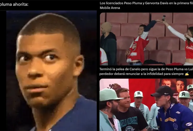 Peso Pluma fue v&iacute;ctima de los memes tras hacer acto de presencia en la pelea de Sa&uacute;l Canelo &Aacute;lvarez.