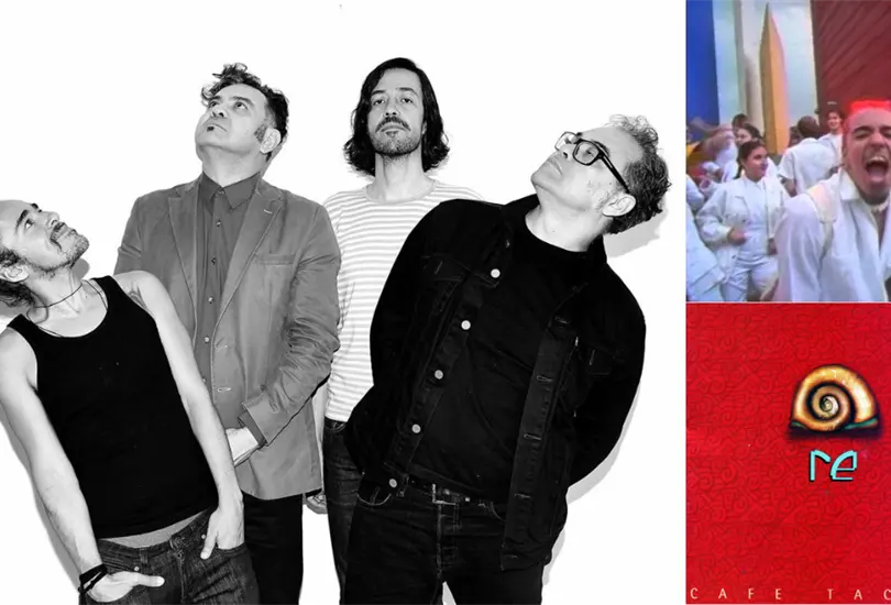 La banda Caf&eacute; Tacvba, vista del video La Ingrata y portada del &aacute;lbum Re