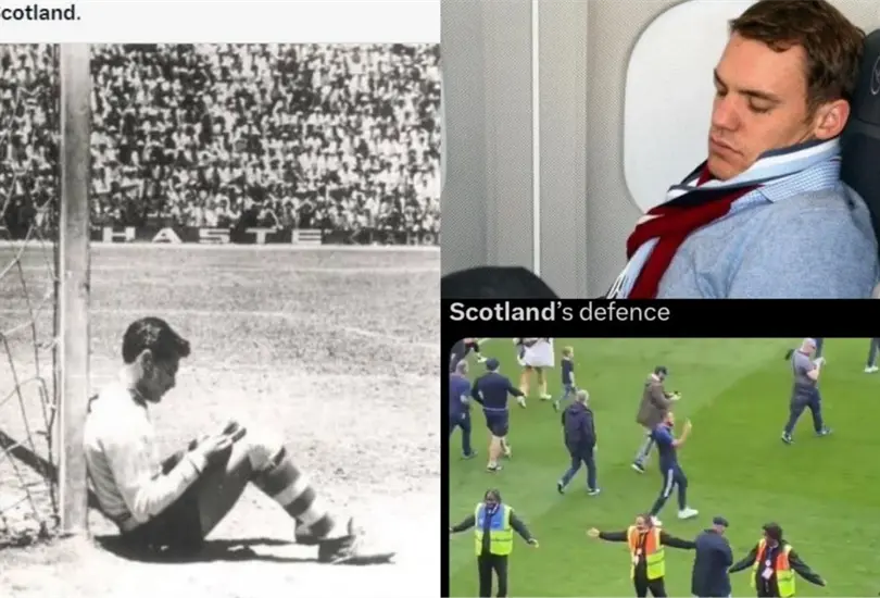 La selección escocesa fue el blanco de las burlas por no ofrecer resistencia en su debut en la Eurocopa. La selección escocesa fue el blanco de las burlas por no ofrecer resistencia en su debut en la Eurocopa.