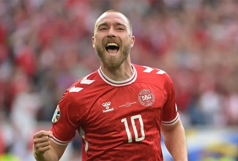 Christian Eriksen regres&oacute; a la Euro 2024 con un gol tras sufrir un paro card&iacute;aco