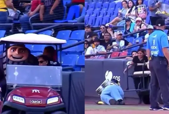 Choque provoca la caída de un Minion durante el partido entre Sultanes y Rieleros.