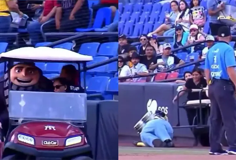 Choque provoca la ca&iacute;da de un Minion durante el partido entre Sultanes y Rieleros.
