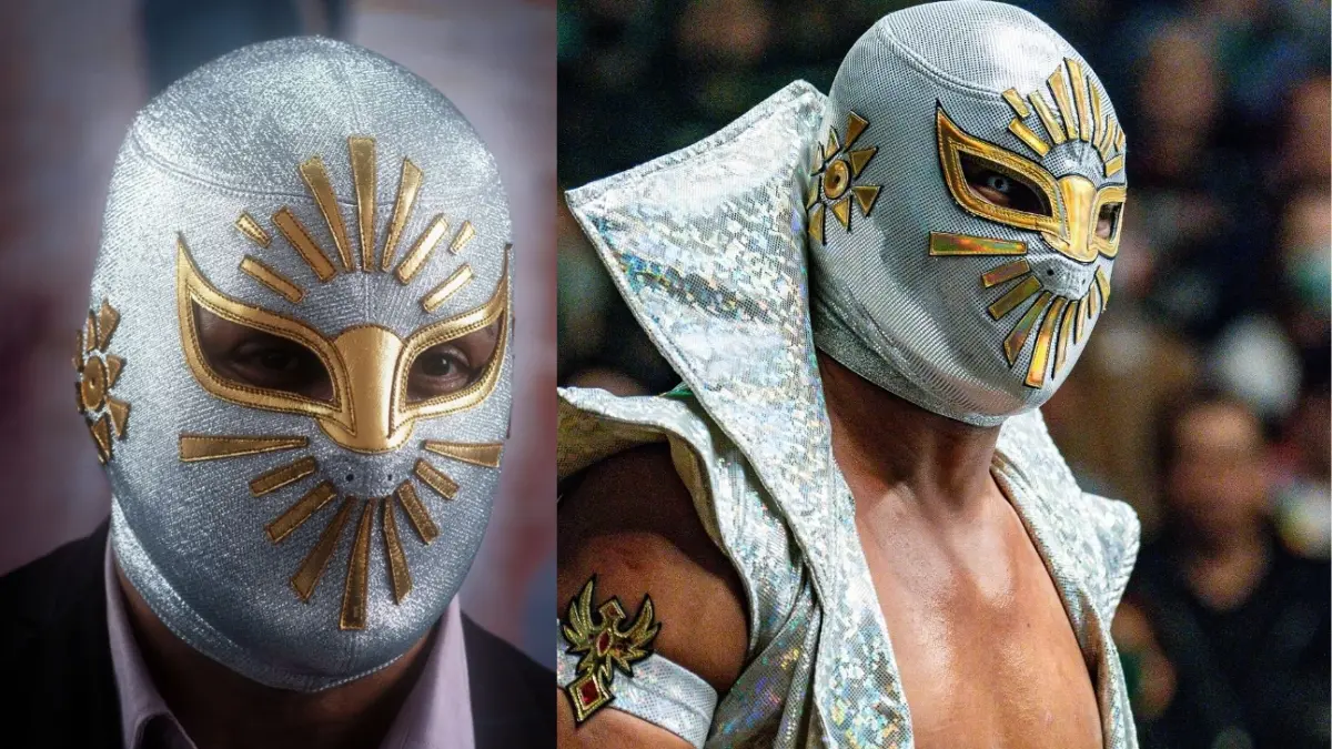 Místico el ´Príncipe de Plata y Oro´ tiene una de las máscaras más emblemáticas de la era moderna en la lucha libre, originalmente blanca con vivos celestiales en dorado.