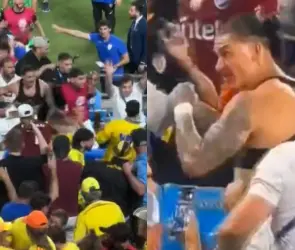 Darwin Núñez se agarra a golpes con aficionados colombianos en la grada (VIDEO)