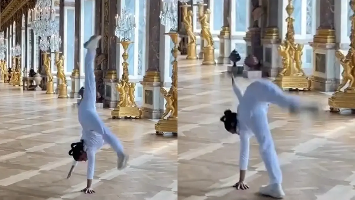 Además de ello, Salma Hayek mostró sus dotes gimnásticos durante los preparativos para su recorrido con la antorcha olímpica.