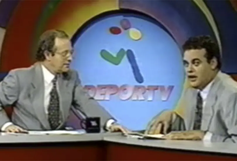 José Ramón Fernández y David Faitelson en Imevisión. José Ramón Fernández y David Faitelson en Imevisión.