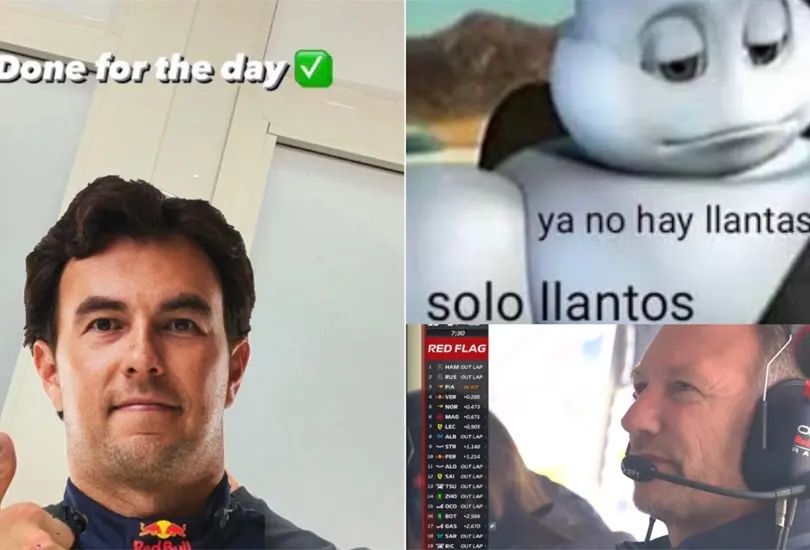 Checo P&eacute;rez fue v&iacute;ctima de burlas y memes al retirarse en la Q1 de cara al Gran Premio de Gran Breta&ntilde;a.