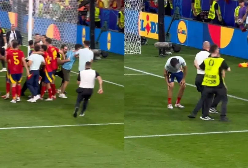 &Aacute;lvaro Morata fue lesionado por un guardia de seguridad.