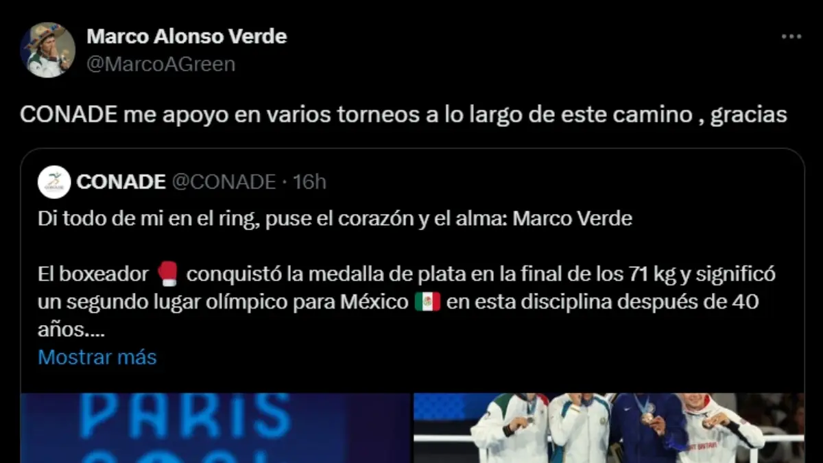 Marco Verde sorprendió a todos al declarar que la CONADE lo ha apoyado en varios torneos a lo largo de su proceso para París 2024.