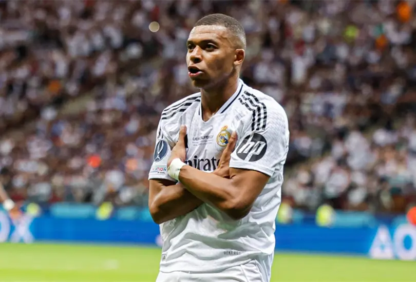 Kylian Mbapp&eacute; debut&oacute; con gol con el Real Madrid vs el Atalanta