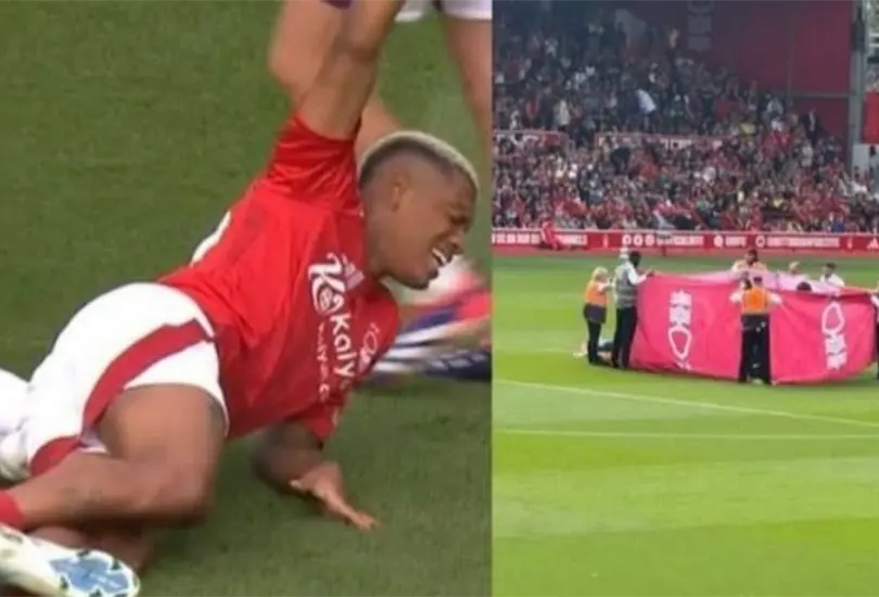 El jugador tuvo una p&eacute;sima ca&iacute;da y la lesi&oacute;n tuvo que ser ocultada con mantas por lo impactante de la imagen.