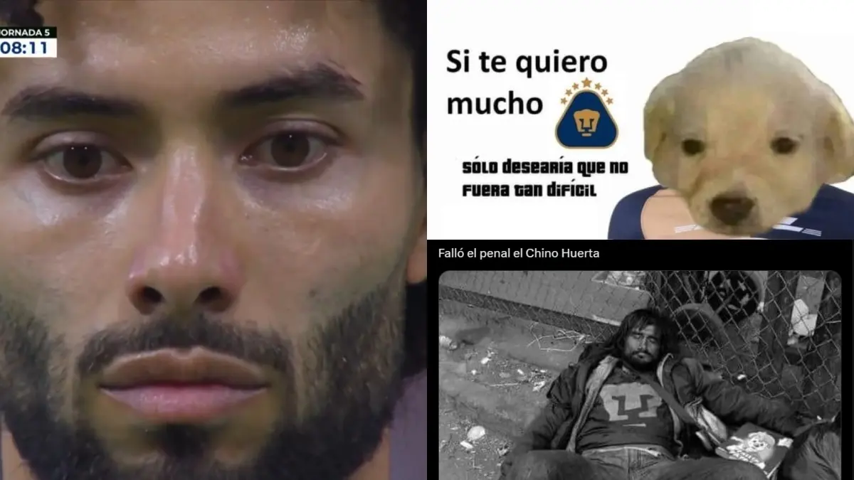 César 'Chino' Huerta fue víctima de burlas y memes, en conjunto con los Pumas, luego de fallar un penal y perder su partido ante el Atlas.