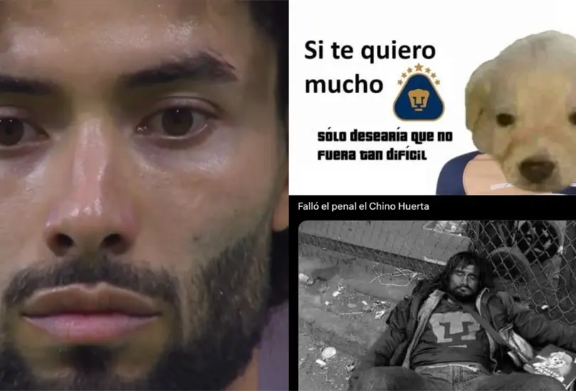 C&eacute;sar Chino Huerta fue v&iacute;ctima de burlas y memes, en conjunto con los Pumas, luego de fallar un penal y perder su partido ante el Atlas.