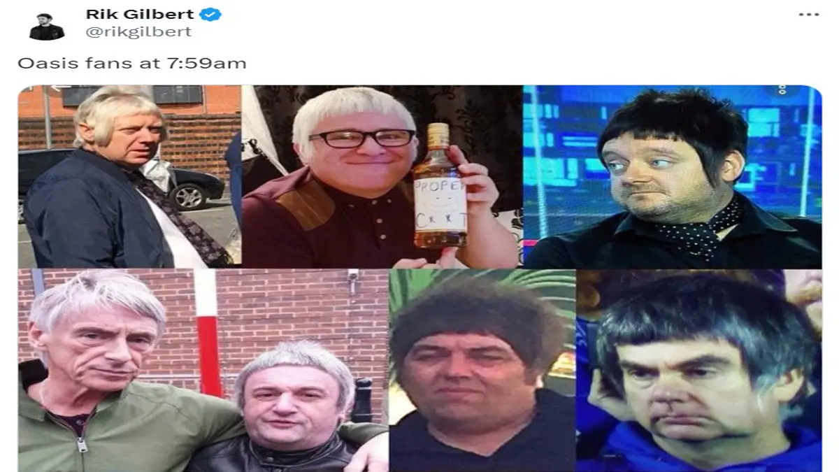 También hay quienes de alguna forma se burlan del aspecto que tienen actualmente los fanáticos de Oasis y muestra el peculiar estilo de cabello.