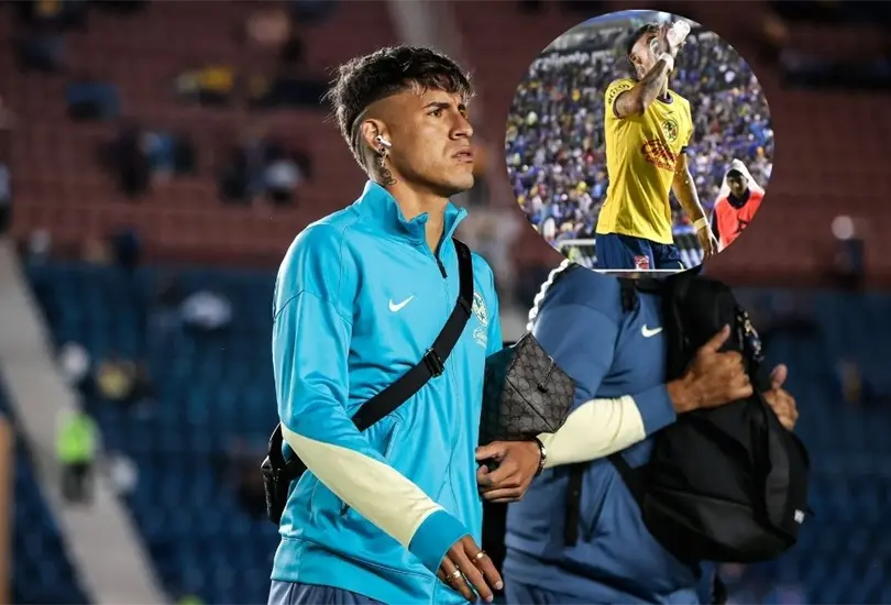 Chicote Calder&oacute;n fue exhibido por beber un vaso con presuntamente cerveza durante el Am&eacute;rica vs Cruz Azul 