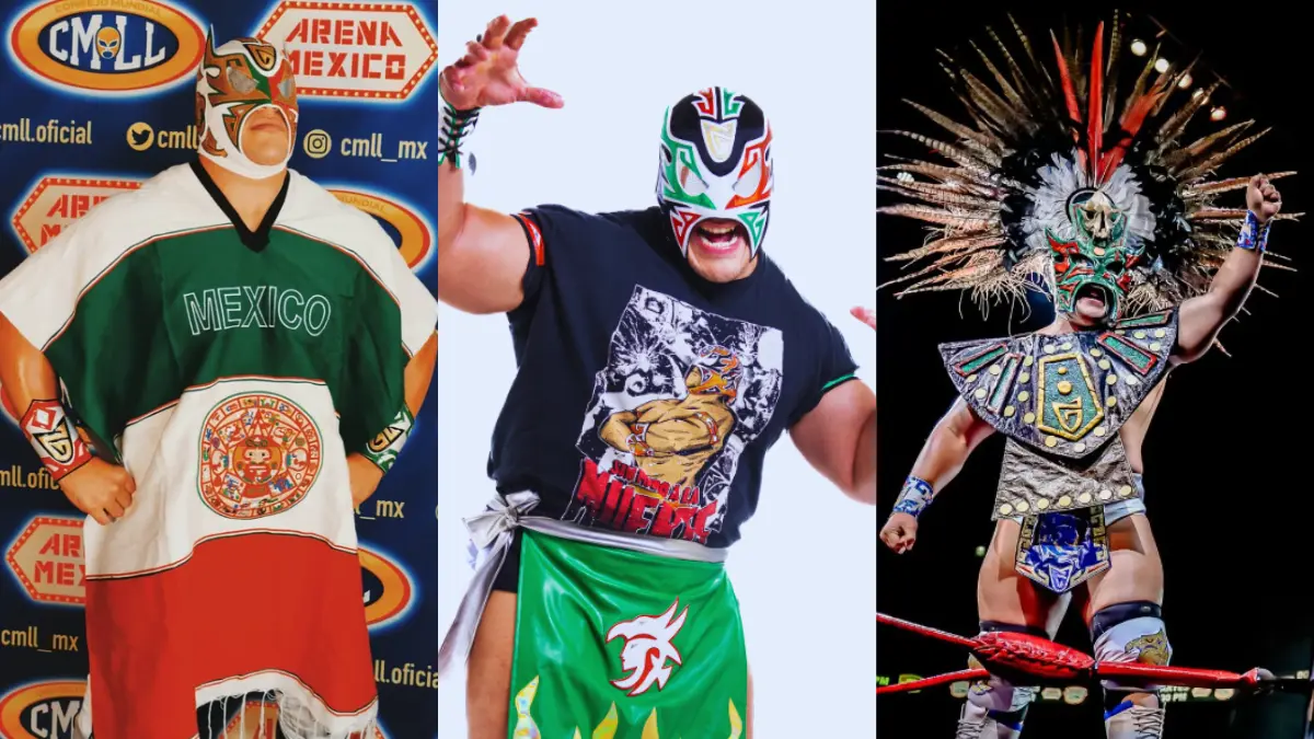 Gran Guerrero. Miembro de los Guerreros Laguneros en el CMLL suele salir con grandes penachos al ring y ha mostrado algunos diseños tricolores durante las funciones en la Arena México, conocida como la ´Catedral de la Lucha Libre´.