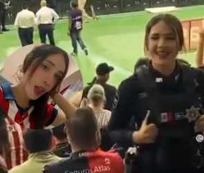 Revelan identidad de la policía que se viralizó en el Atlas vs Chivas