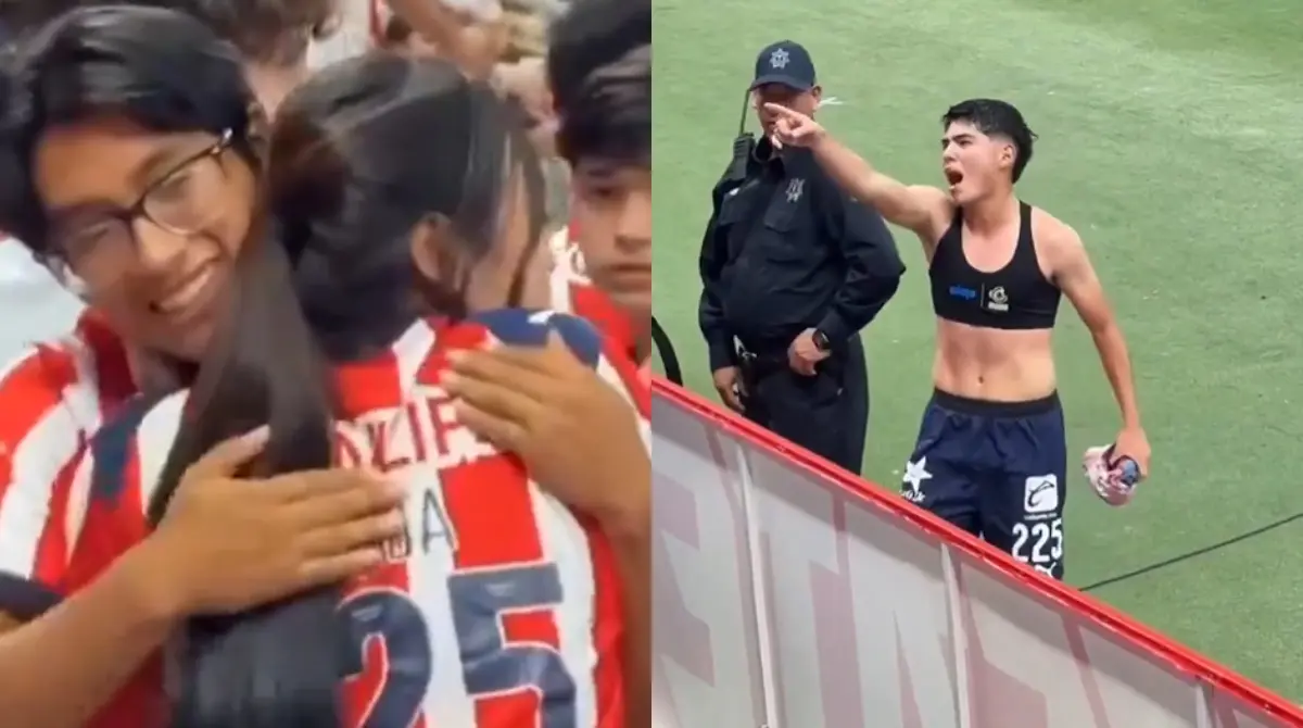 Al finalizar el juego contra Necaxa, Inda le regaló su jersey a su mamá.