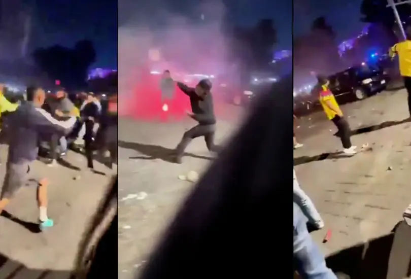 En Toluca, un video registró a aficionados del América pidiendo ayuda con gritos de "hay niños" durante una agresión con piedras, palos y pirotecnia afuera del hotel de concentración. En Toluca, un video registró a aficionados del América pidiendo ayuda con gritos de "hay niños" durante una agresión con piedras, palos y pirotecnia afuera del hotel de concentración.