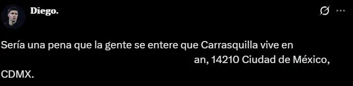 Usuario en 'X' doxeó a Adalberto Carrasquilla Usuario en 'X' doxeó a Adalberto Carrasquilla