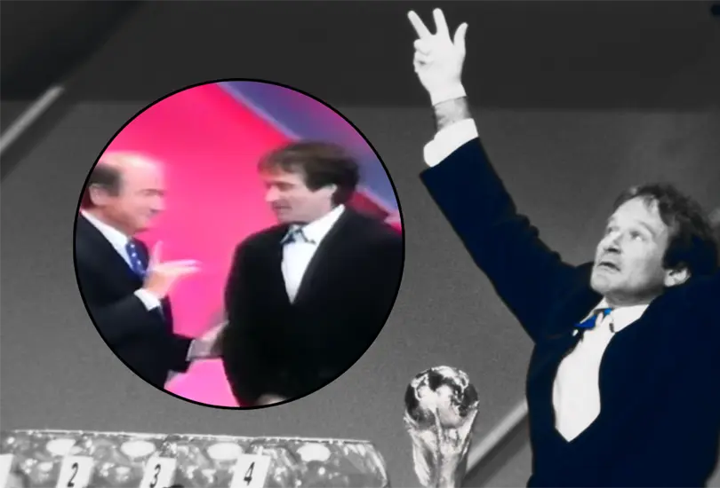 Robin Williams bromeó con el entonces secretario general de la FIFA, Joseph Blatter.
