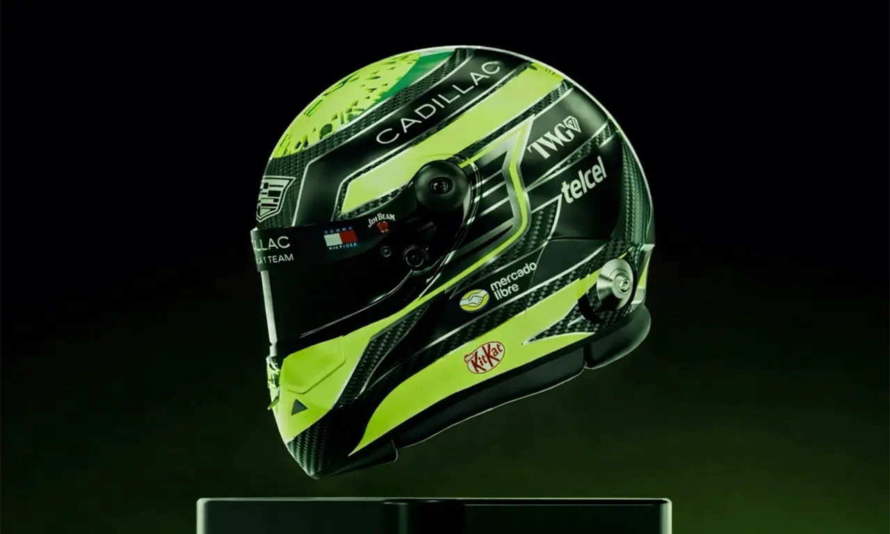  Así luce el primer casco de Checo Pérez con Cadillac 