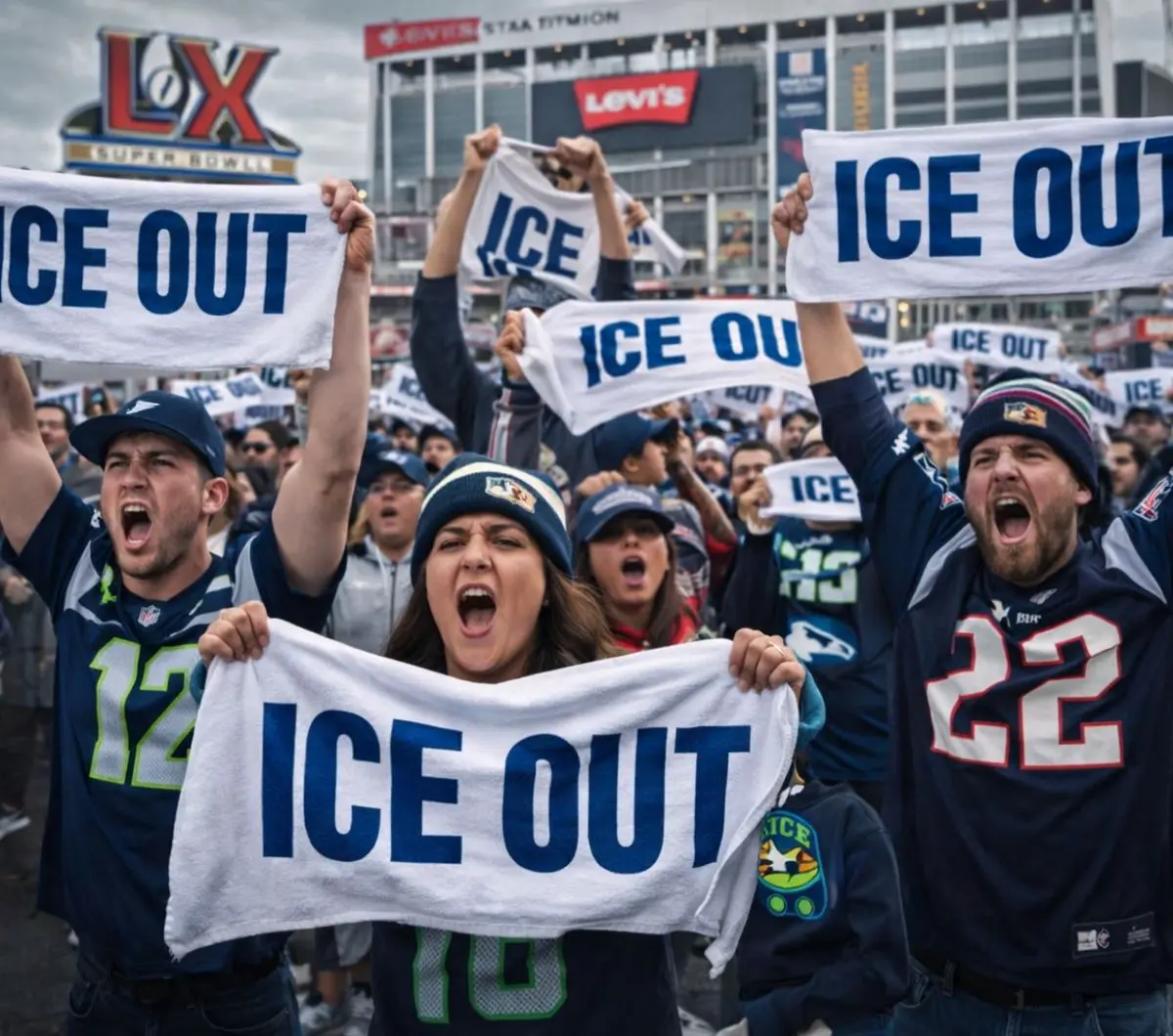  Afición en el Super Bowl se pronuncia vs el ICE 