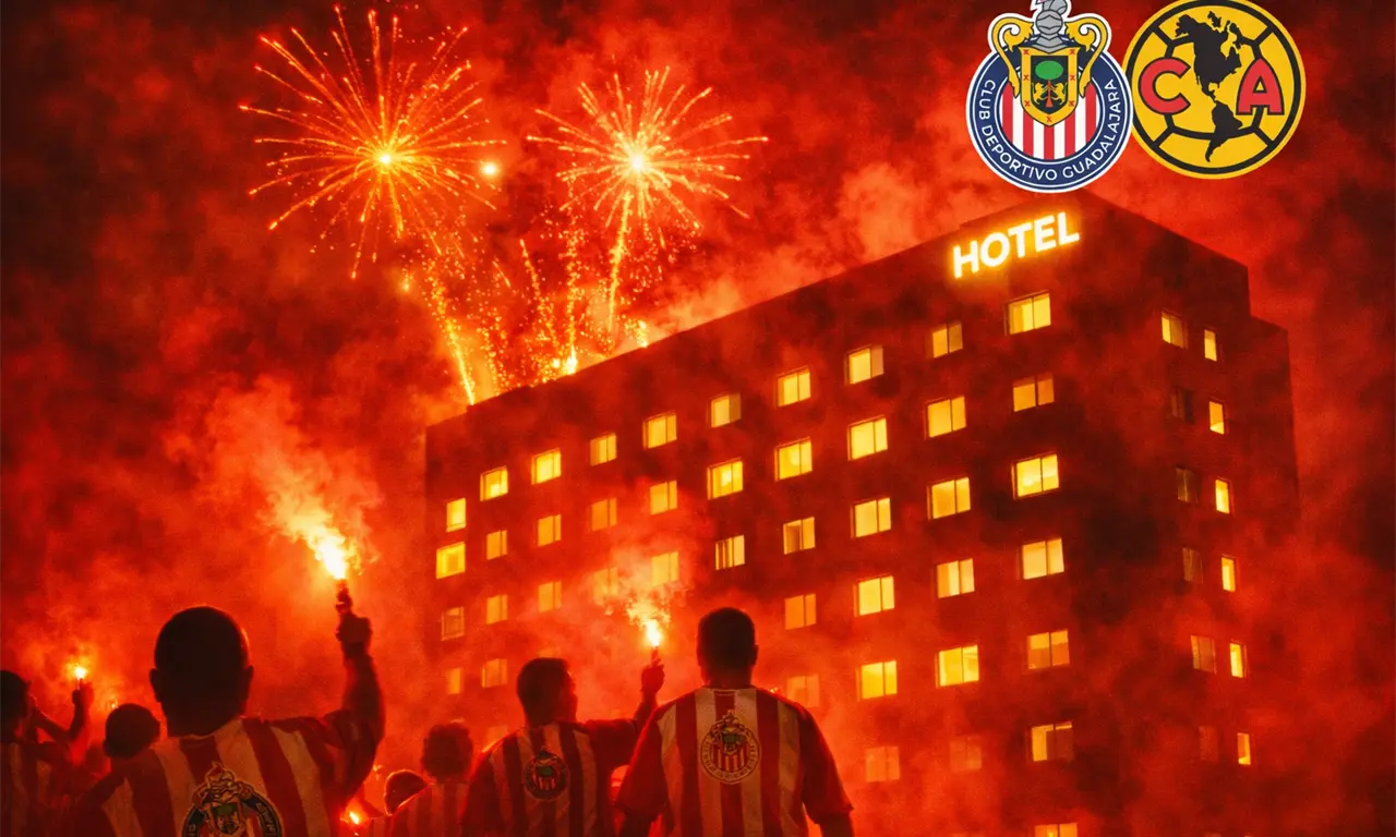  Presuntos aficionados de Chivas detonaron pirotecnia en el hotel del América durante la madrugada previa al Clásico Nacional. 