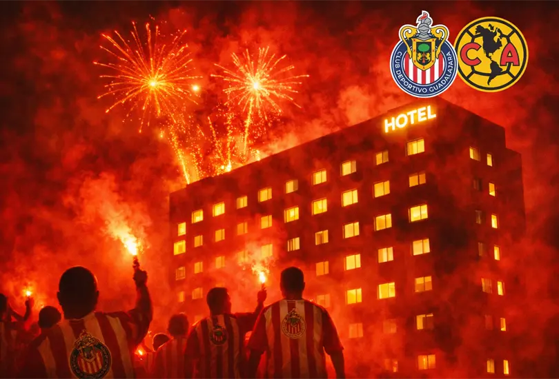 Presuntos aficionados de Chivas detonaron pirotecnia en el hotel del Am&eacute;rica durante la madrugada previa al Cl&aacute;sico Nacional.