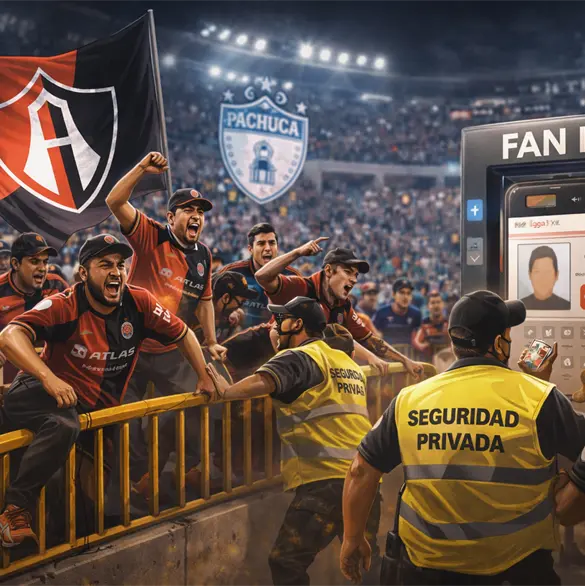 Caos en el Hidalgo: la porra del Atlas enfrenta a la seguridad Caos en el Hidalgo: la porra del Atlas enfrenta a la seguridad