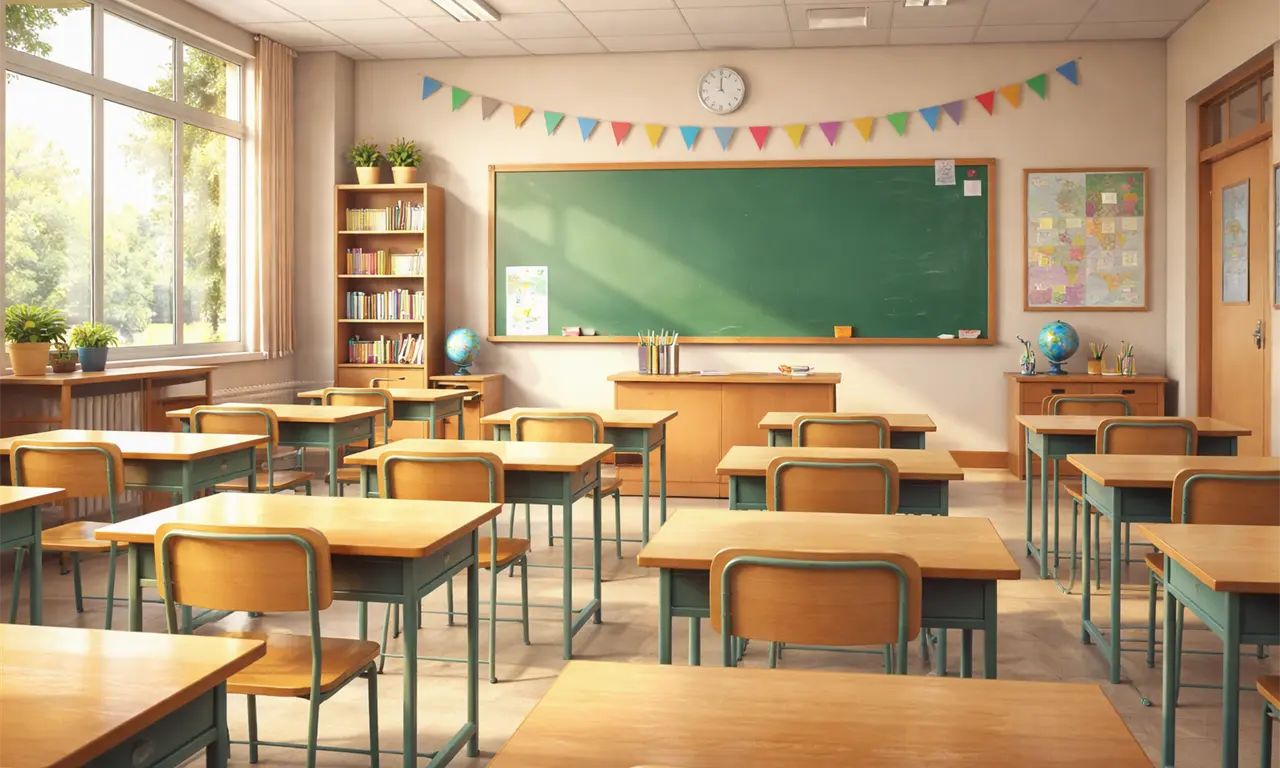  Aula de educación básica vacía durante la jornada del Consejo Técnico Escolar, día en que se suspenden clases para estudiantes. 