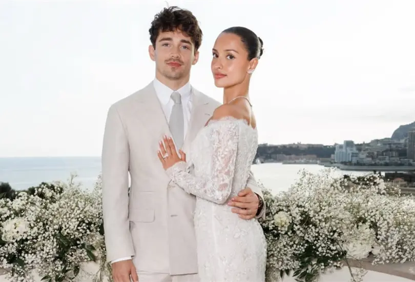 El piloto de F&oacute;rmula 1, Charles Leclerc, se cas&oacute; con Alexandra Saint Mleux en una ceremonia civil.