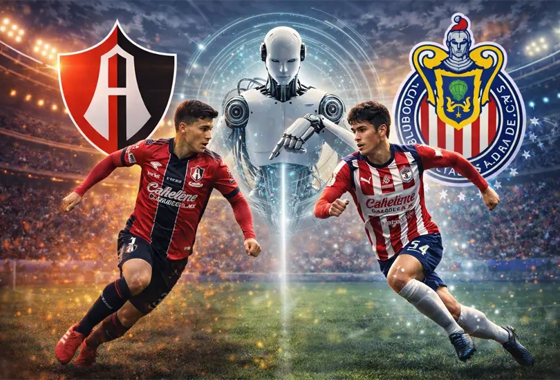 Atlas y Chivas se miden en el Jalisco, con la IA anticipando un duelo equilibrado y de m&aacute;xima tensi&oacute;n. ? 