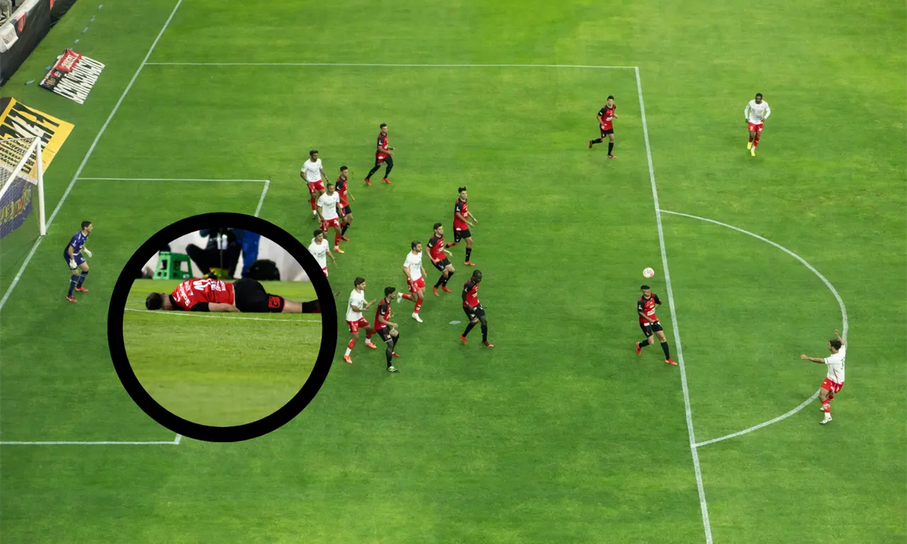  Rivero permaneció tendido en el césped y encendió las alarmas en el Estadio Victoria. 