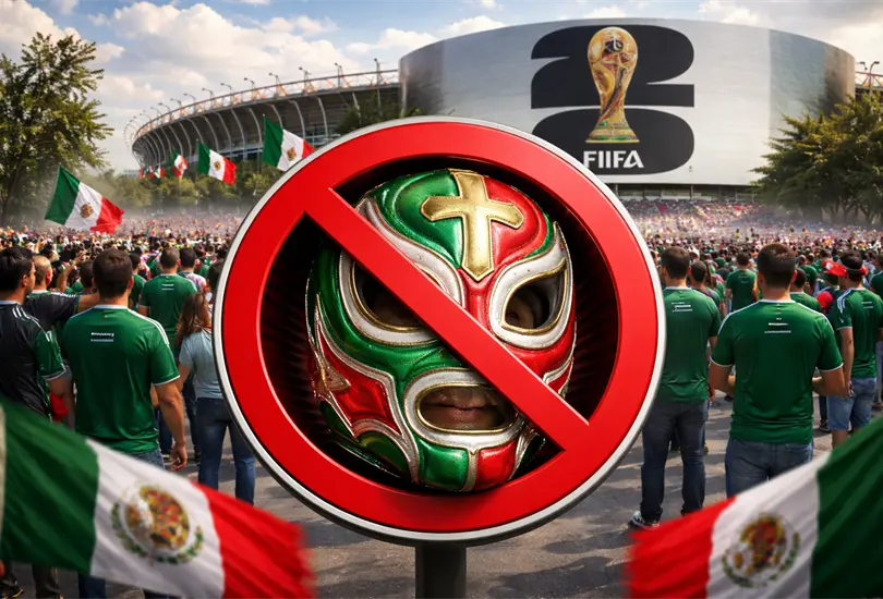 Aficionados mexicanos fueron obligados a retirar sus máscaras en el partido México vs Portugal. Aficionados mexicanos fueron obligados a retirar sus máscaras en el partido México vs Portugal.