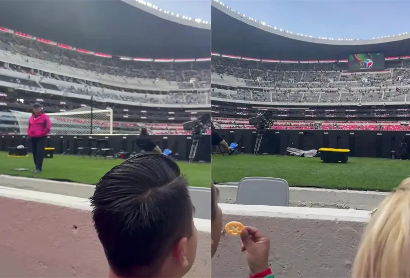 La portería sur del Estadio Banorte generó quejas por visibilidad nula en la inauguración. La portería sur del Estadio Banorte generó quejas por visibilidad nula en la inauguración.