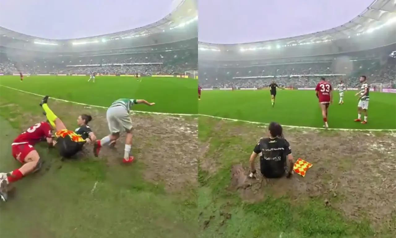  Indiferencia total: jugadores derriban a jueza y siguen jugando” 