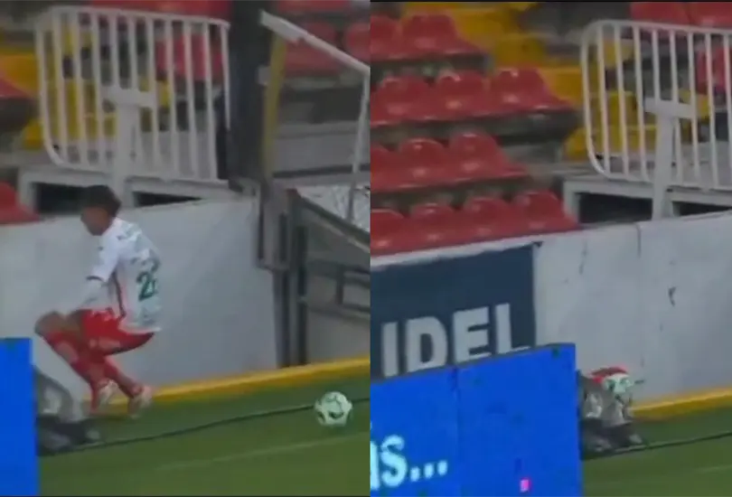 Emilio Lara cay&oacute; en la fosa del Estadio Corregidora durante el Quer&eacute;taro vs Necaxa, todo qued&oacute; en un susto.