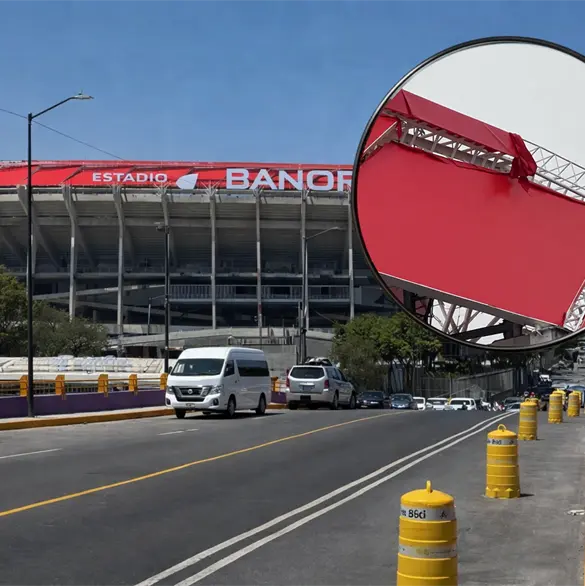 &iexcl;Ni un mes! lonas del Estadio Azteca se est&aacute; desprendiendo